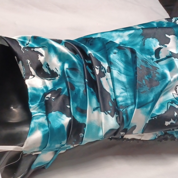 Jump Strapless Prom Homecoming Formal Blue Floral Beaded Long Maxi Dress - Picture 8 of 12